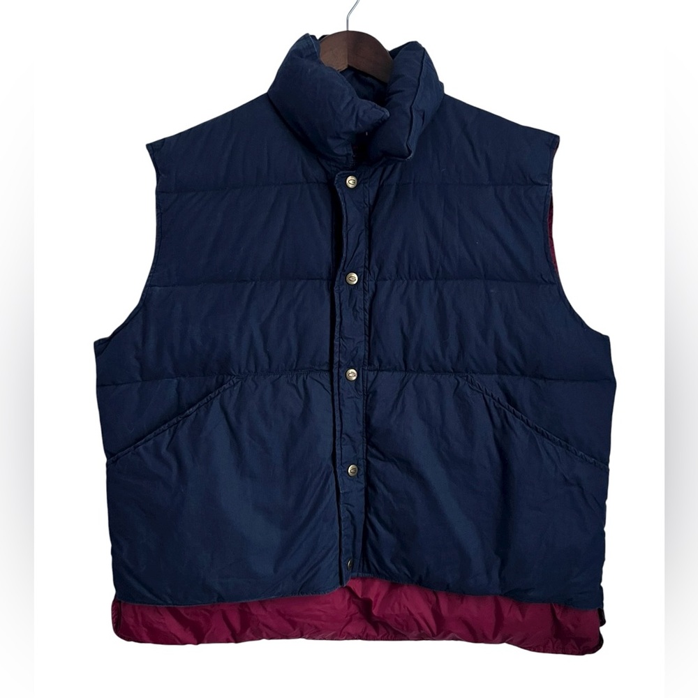 Gant Vintage Puffer Vest Mens XL Blue Goose Down Snap Button 90s Ski Snow